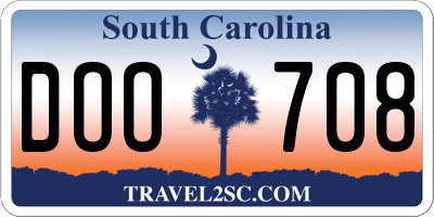 SC license plate DOO708