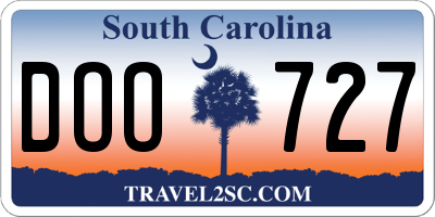 SC license plate DOO727