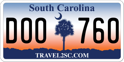 SC license plate DOO760