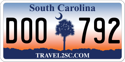 SC license plate DOO792