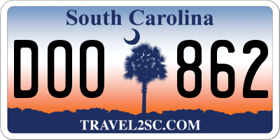 SC license plate DOO862