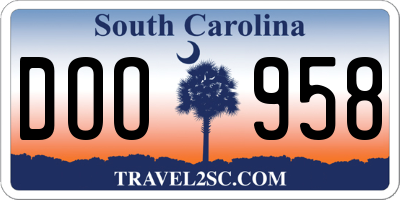 SC license plate DOO958