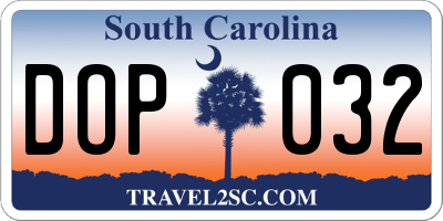 SC license plate DOP032