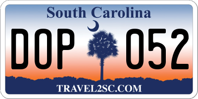 SC license plate DOP052