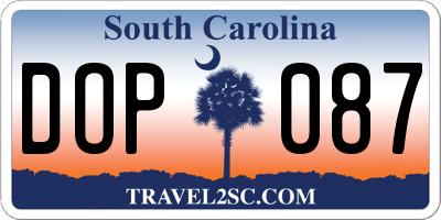 SC license plate DOP087