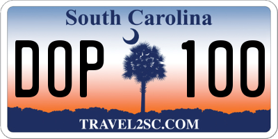SC license plate DOP100