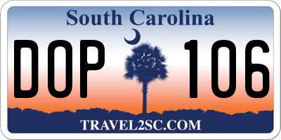 SC license plate DOP106