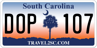 SC license plate DOP107