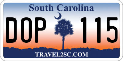 SC license plate DOP115