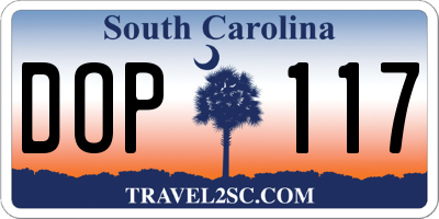 SC license plate DOP117