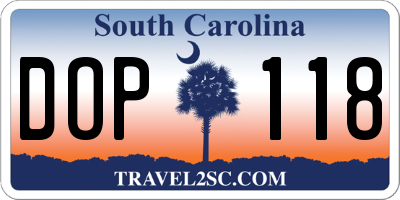 SC license plate DOP118