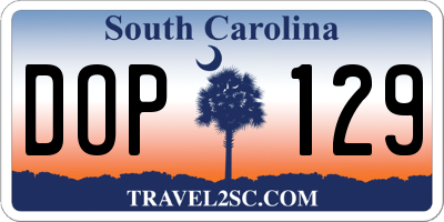 SC license plate DOP129