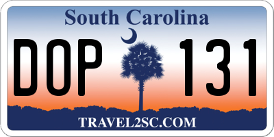 SC license plate DOP131