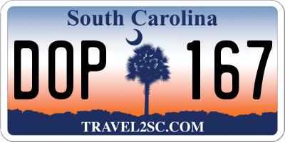 SC license plate DOP167