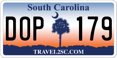 SC license plate DOP179