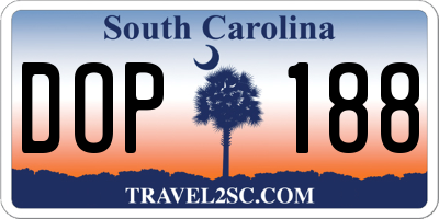 SC license plate DOP188
