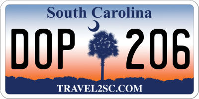 SC license plate DOP206