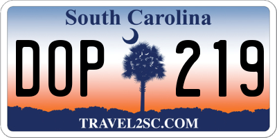 SC license plate DOP219