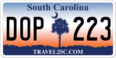 SC license plate DOP223