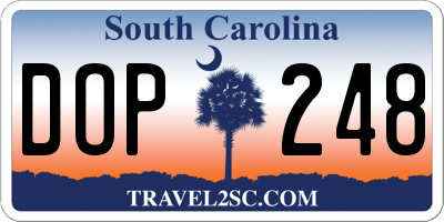 SC license plate DOP248