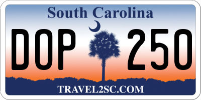 SC license plate DOP250