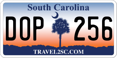 SC license plate DOP256