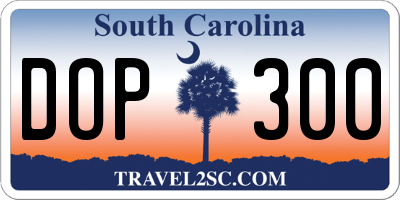 SC license plate DOP300