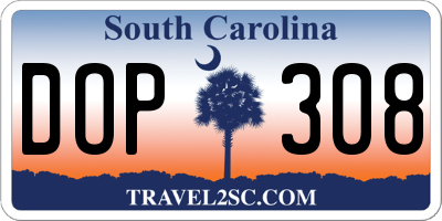 SC license plate DOP308