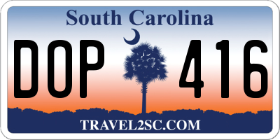 SC license plate DOP416