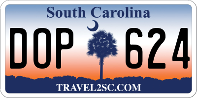 SC license plate DOP624