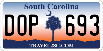 SC license plate DOP693
