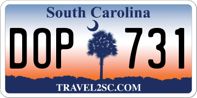 SC license plate DOP731