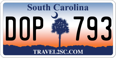 SC license plate DOP793
