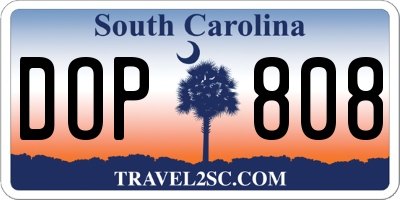 SC license plate DOP808