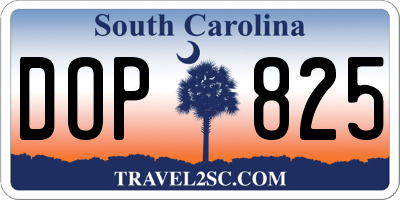 SC license plate DOP825