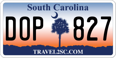 SC license plate DOP827