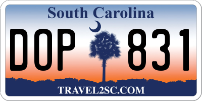 SC license plate DOP831