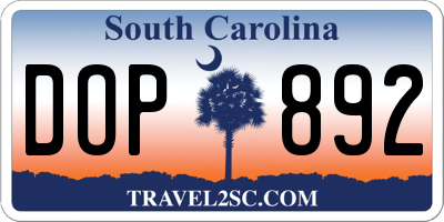 SC license plate DOP892