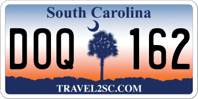 SC license plate DOQ162