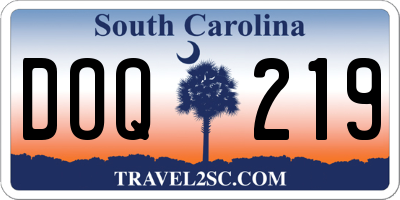 SC license plate DOQ219
