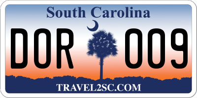 SC license plate DOR009