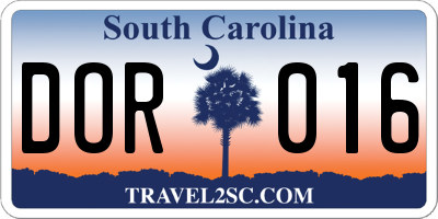 SC license plate DOR016