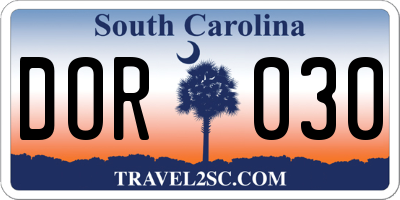 SC license plate DOR030
