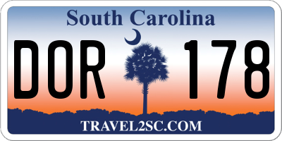 SC license plate DOR178