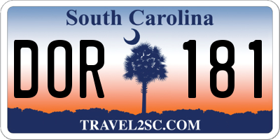 SC license plate DOR181