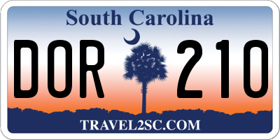 SC license plate DOR210