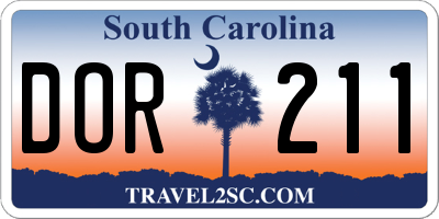 SC license plate DOR211