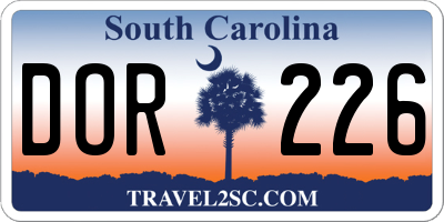 SC license plate DOR226