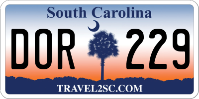 SC license plate DOR229