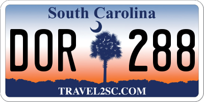SC license plate DOR288